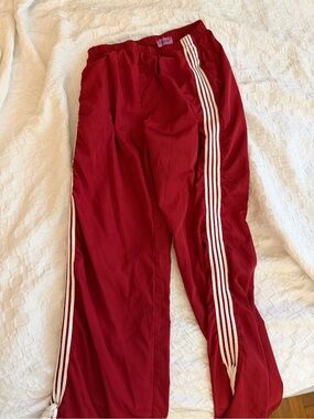 Edikted Red Track Pants with White Stripes